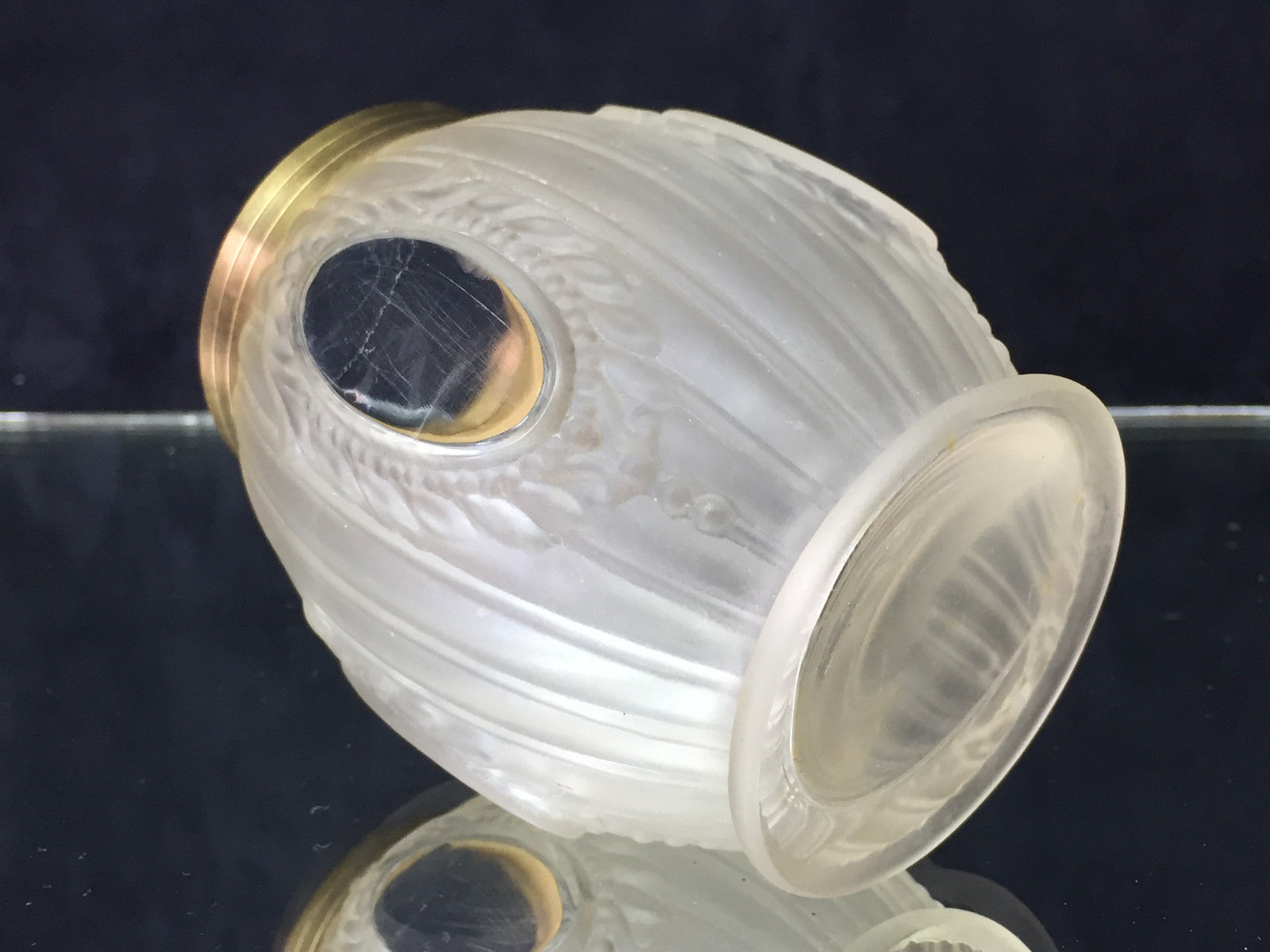 Old glass vase and Louis XVI-style brass ring