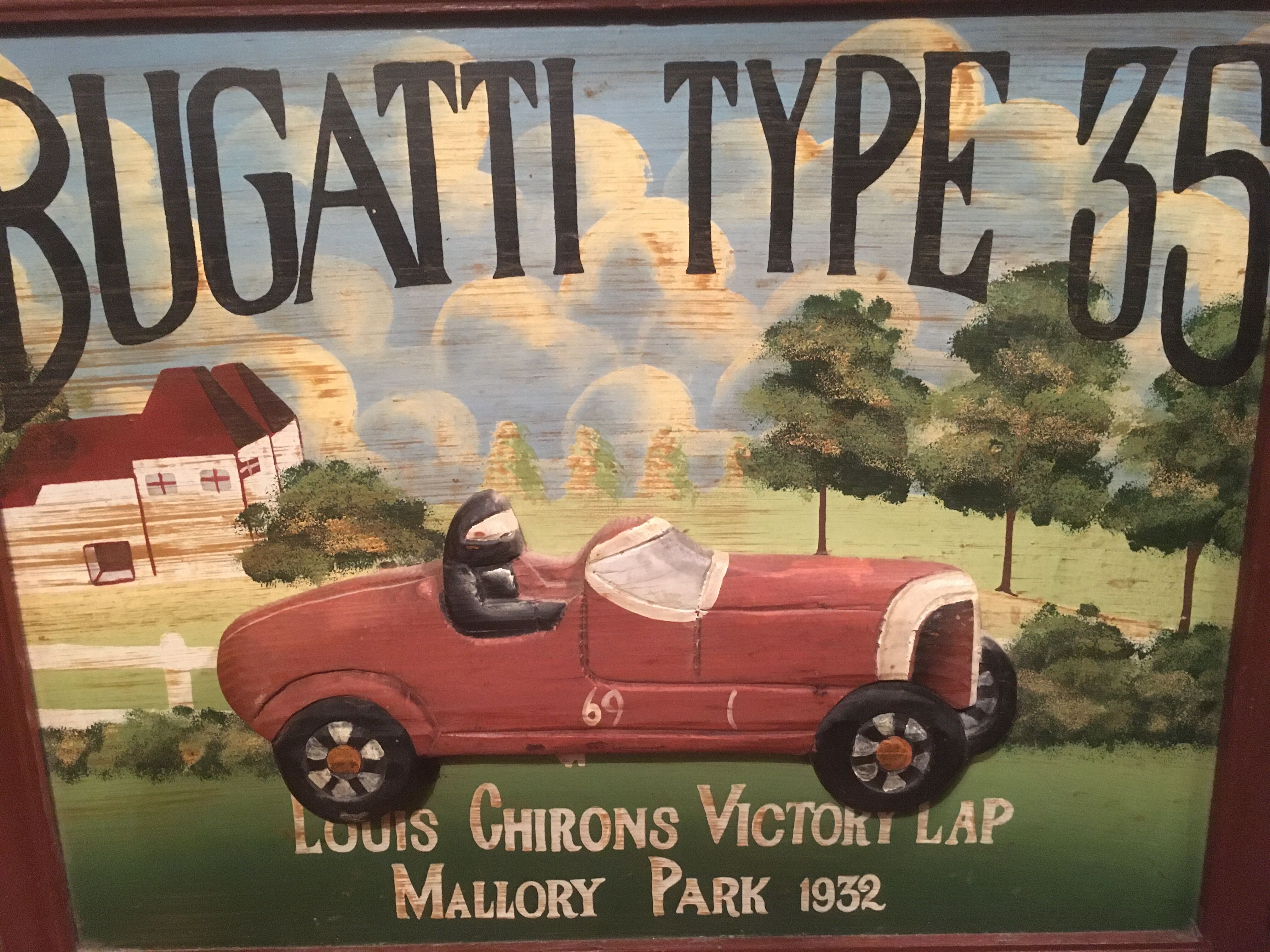 Wooden relief panel "Bugatti type 35" from country corner