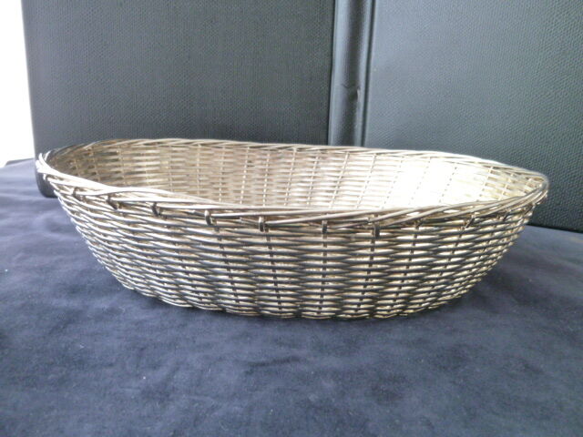 Breadbasket, braided silver metal banette 25 cm