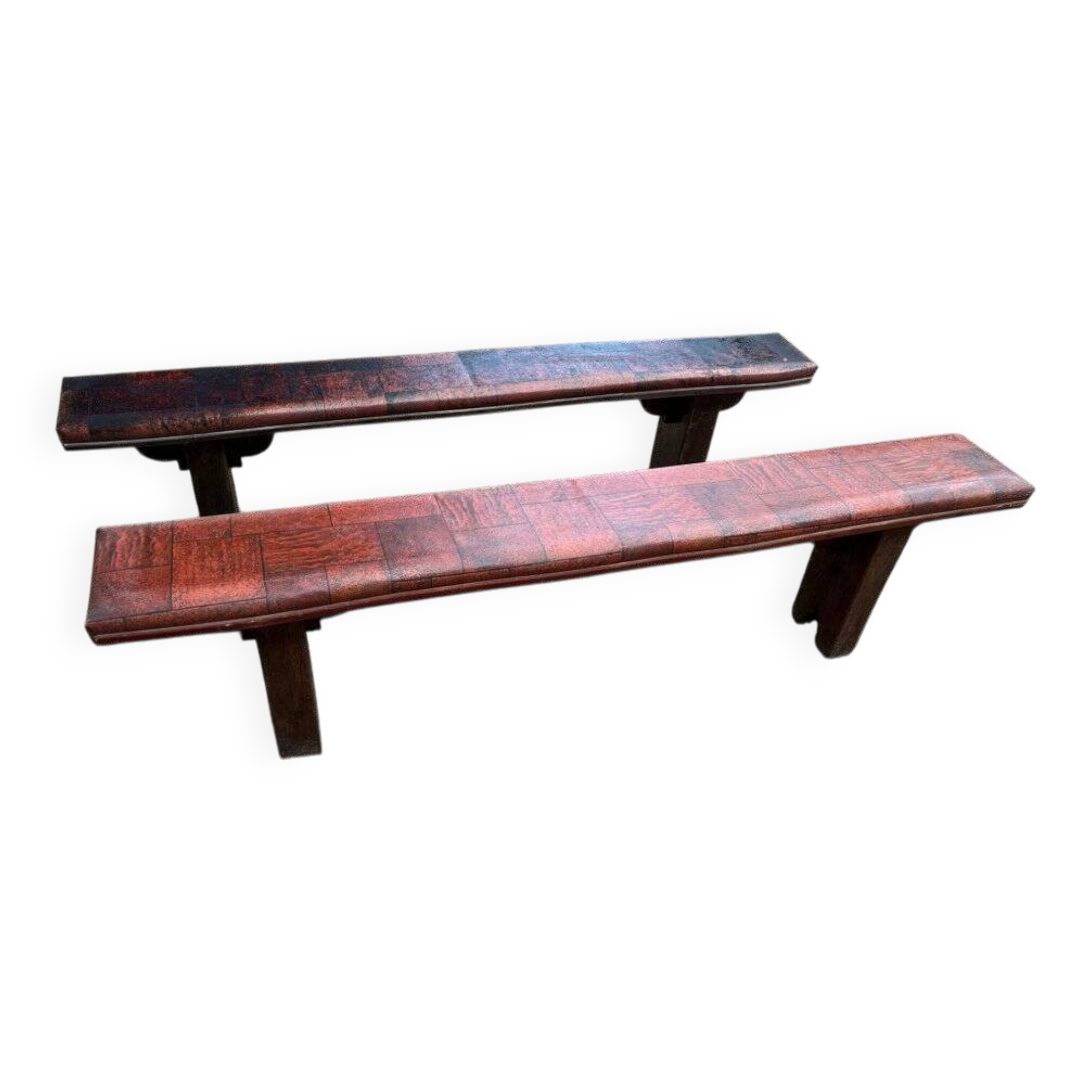 Pair of solid oak benches