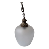 Glass and bronze pendant lamp