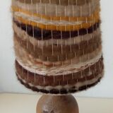 Sandstone lamp, wool lampshade, 50s/60s