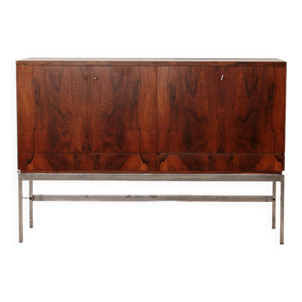 Sideboard and bar cabinet veneer rosewood with refrigerator, 1960 Germany