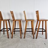 4 vintage brutalist bar stools, 1960s