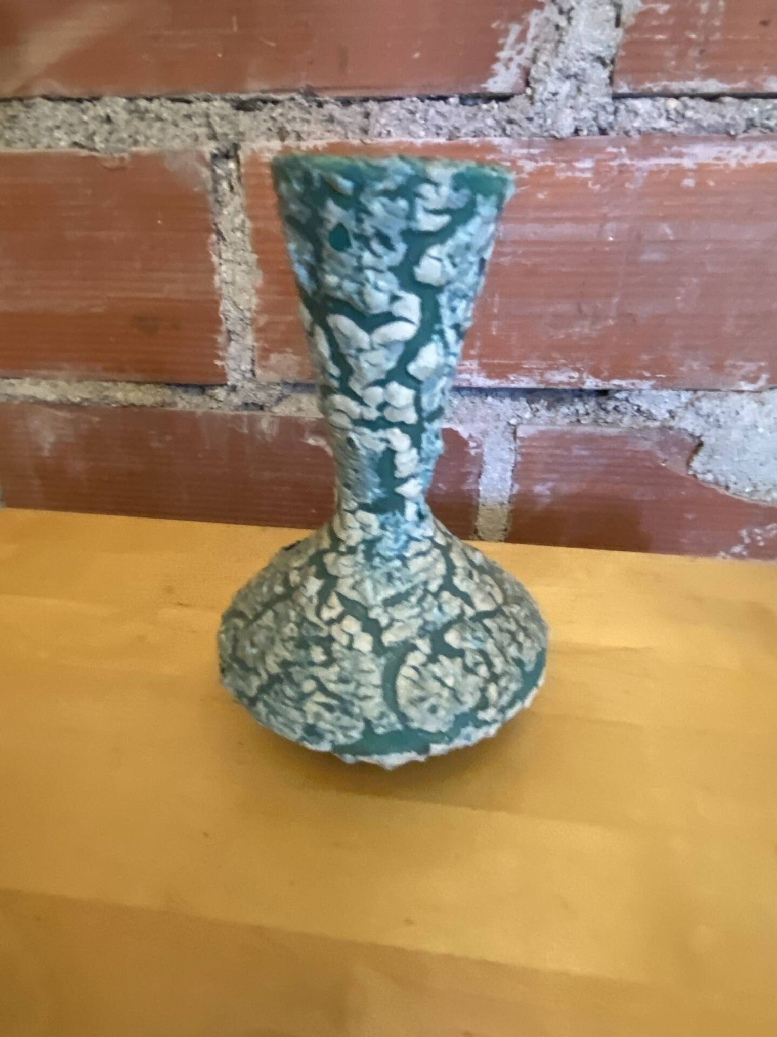 Ancient Vase CYCLOPE Charles CART Ceramic Fat Lava Green + Blue Vintage