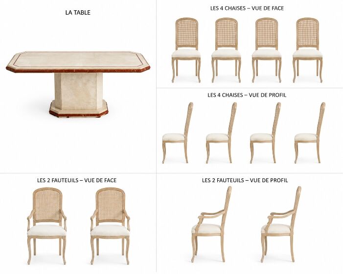 Table chaises fauteuils sam