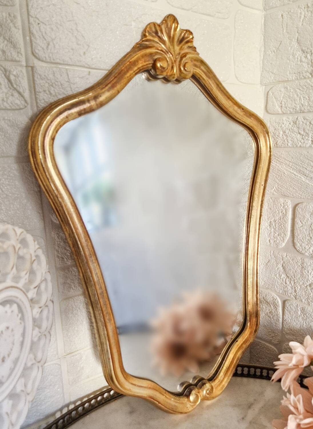 Large old gilded mirror Louis XV style