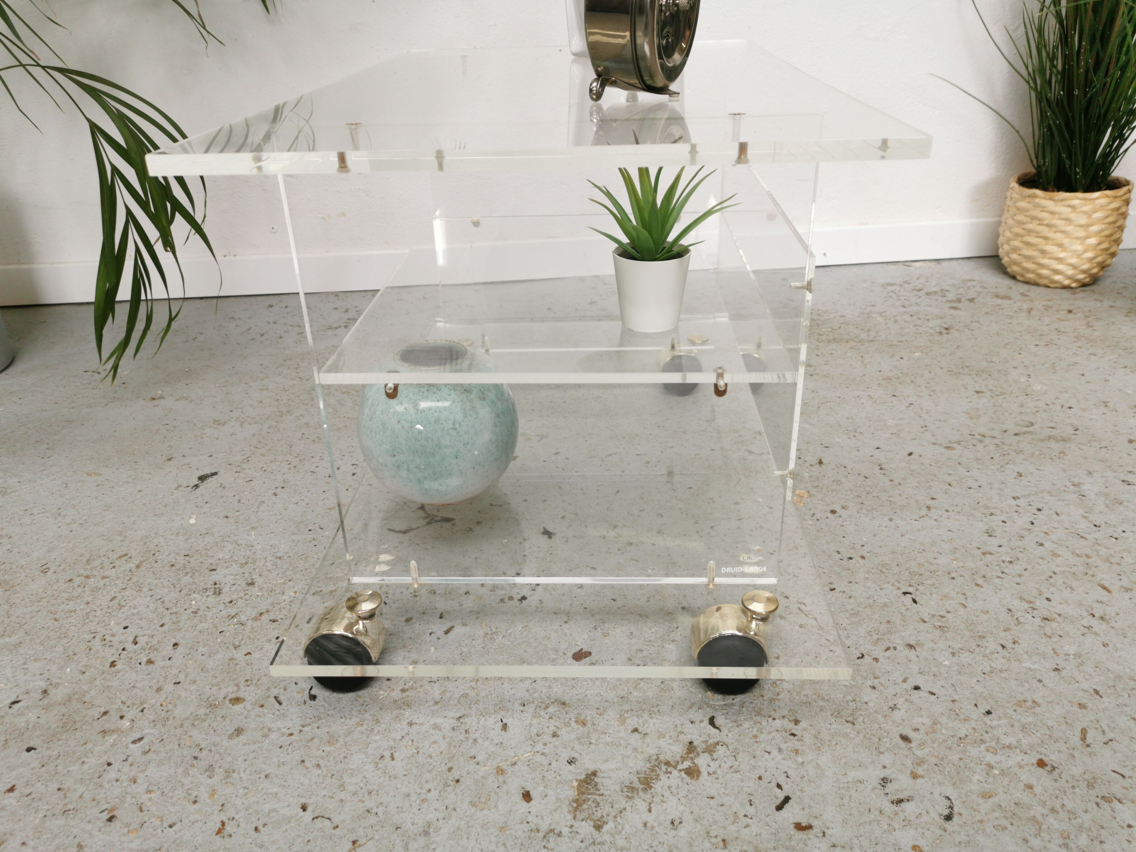 Vintage TV furniture David Lange plexiglass