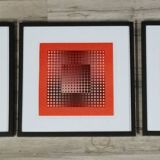 Trio Vintage Optical Art Tableaux - Victor Vasarely - Frames 40x40cm