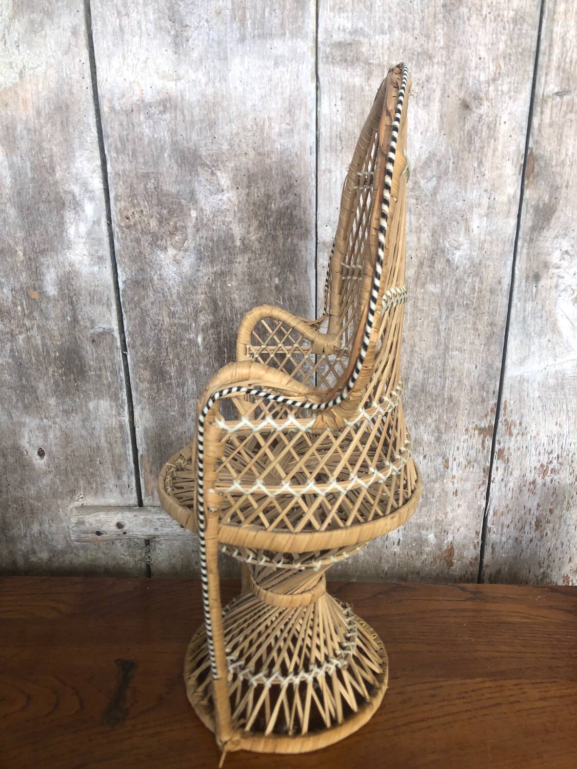 Lot of old sofa + armchair Emmanuelle style woven wicker vintage doll