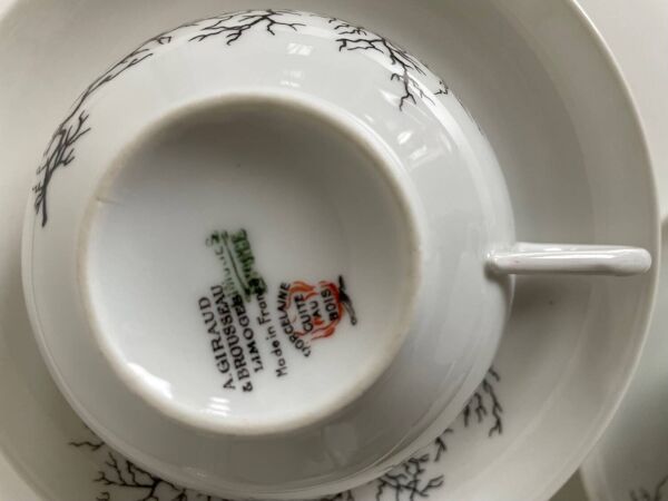 Service de 6 tasses + sous-tasses Françoise Adnet “Corail Noir” – Porc