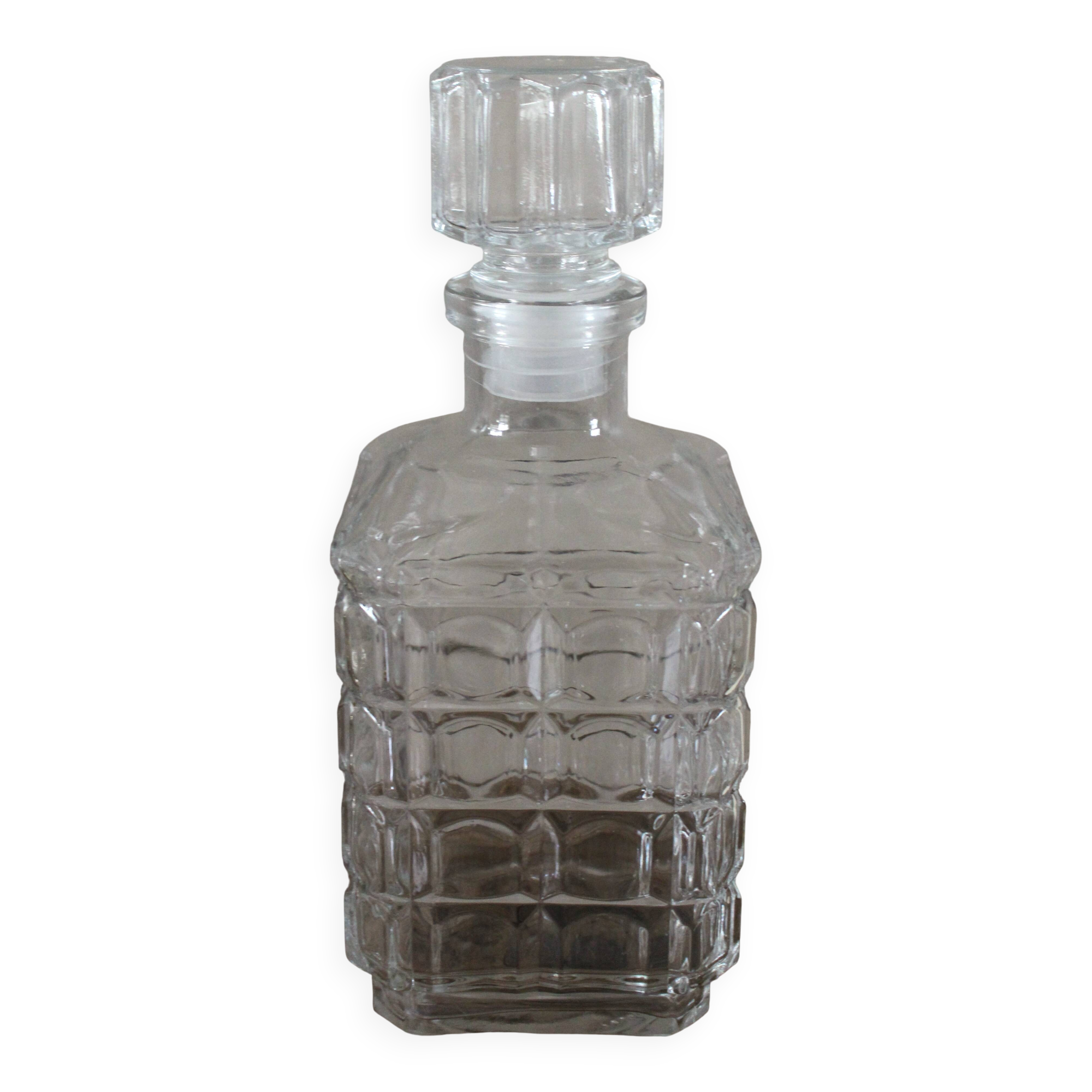 Vintage Relief Square Glass Whiskey Decanter
