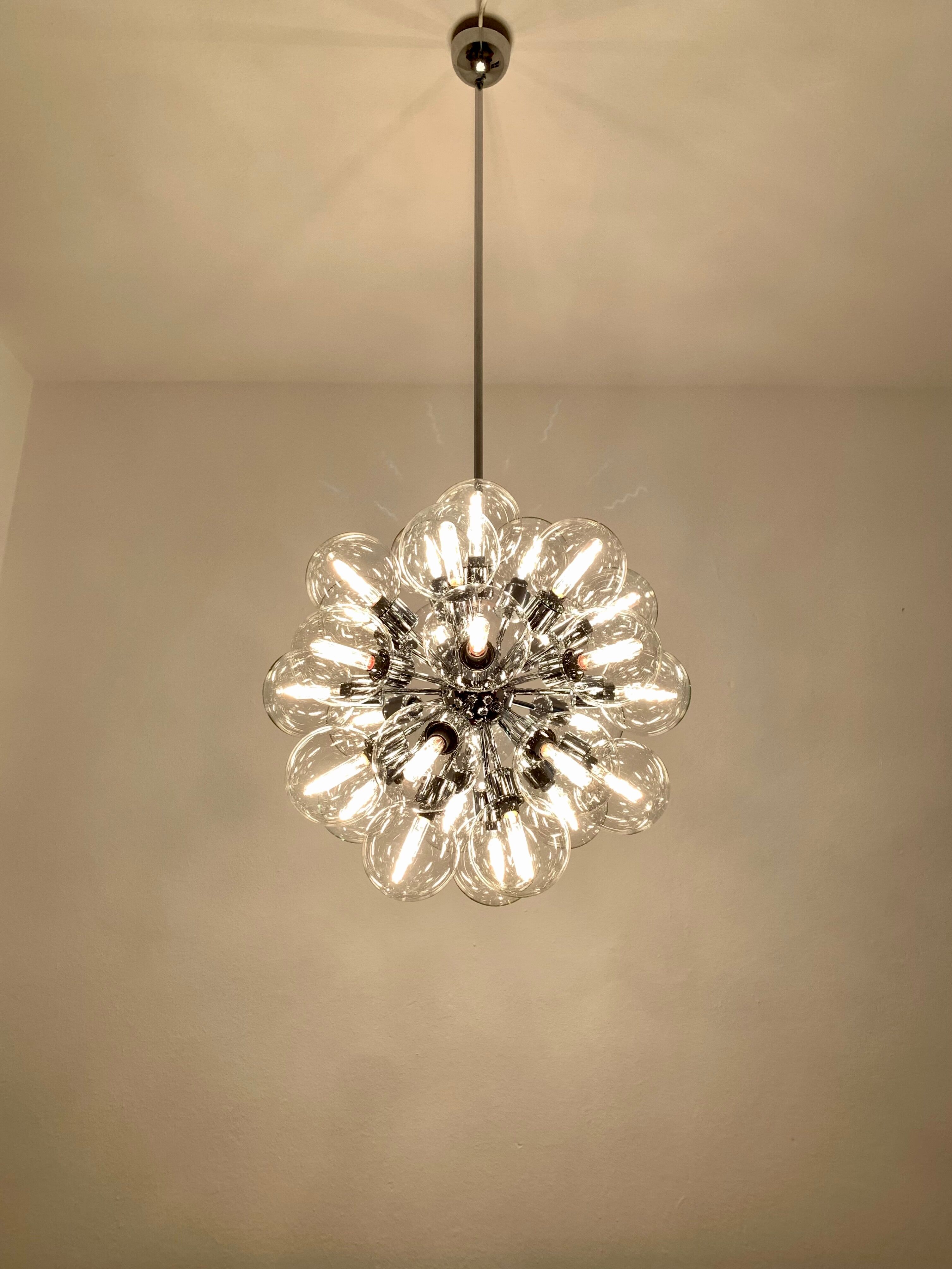 Chromed 1970s Sputnik Chandelier by Motoko Ishii for Staff
