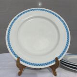 Set 12 plates checkered earthenware blue Lustucru diam25
