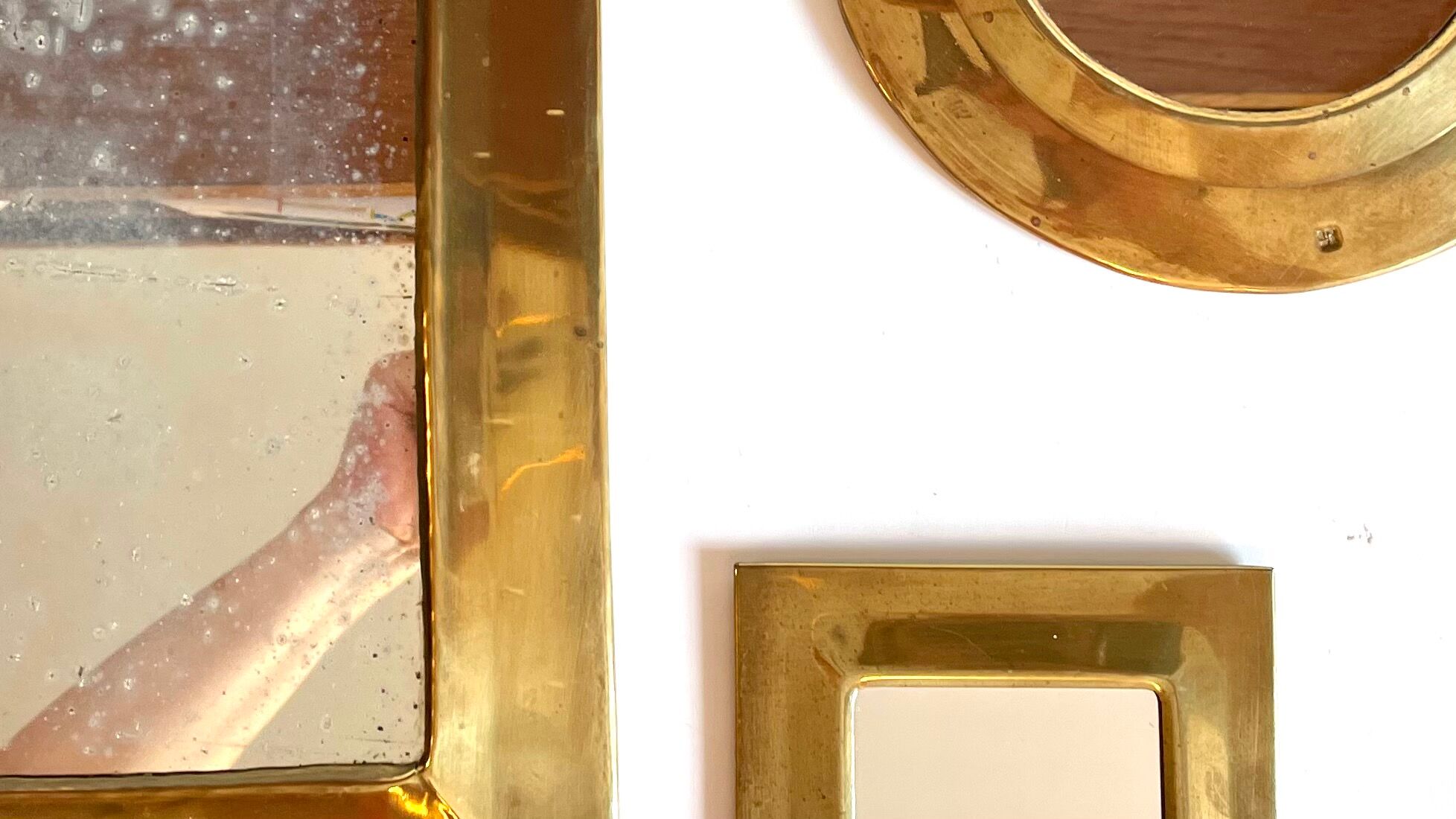Trio de miroirs en laiton vintage