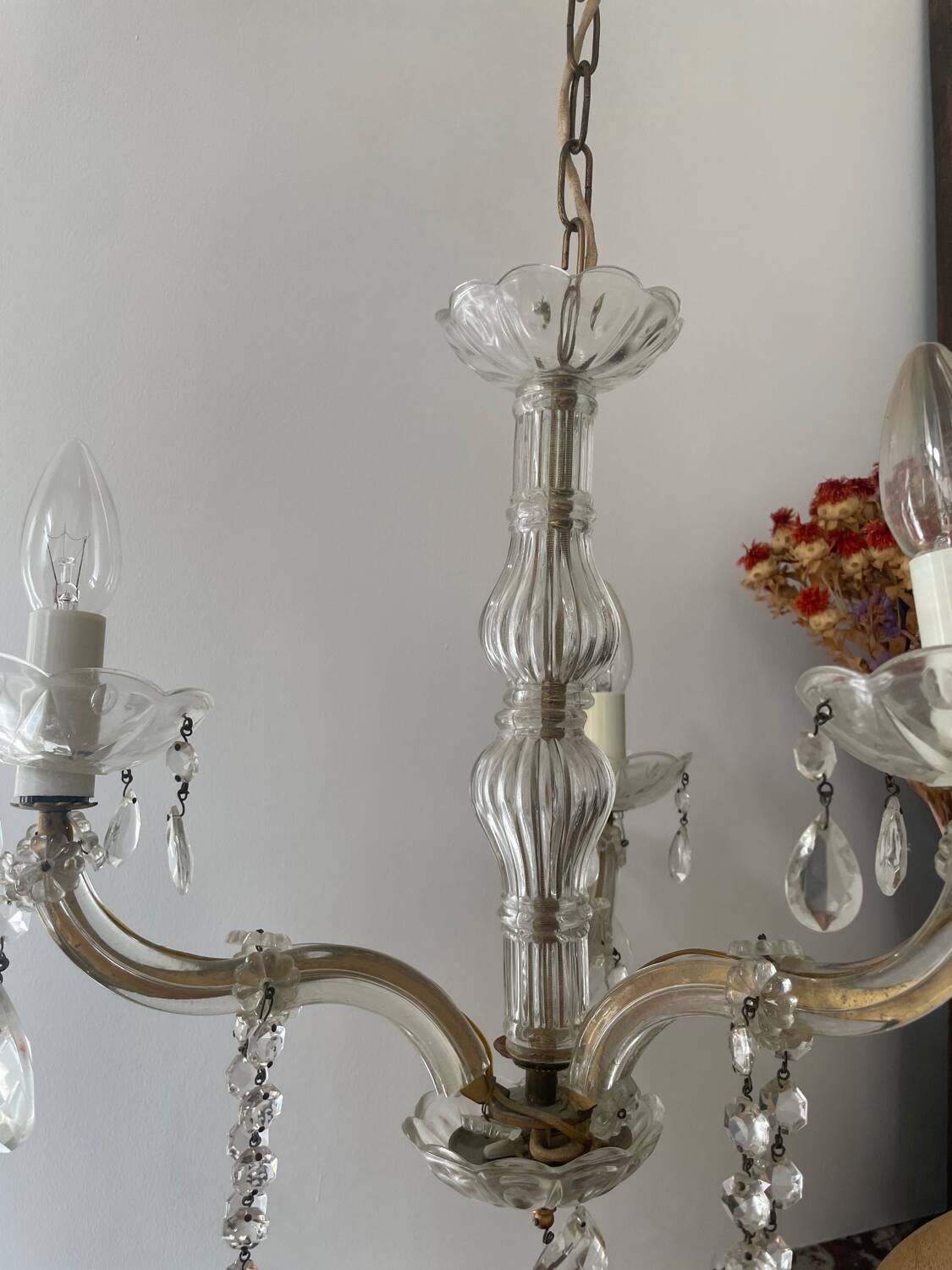 Bronze and glass tassel chandelier