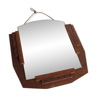 Miroir mural avec encadrement en bois 19x23cm