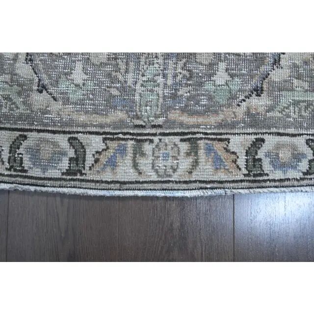 1960s Vintage Persian Handmade Wool Cotton Grey Area Rug 297x375