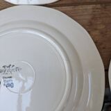 Set of 10 dessert plates with yellow border and floral decoration Sarreguemines