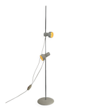 Vintage adjustable floor lamp, chrome and pressed moulded beige ABS, France 1970.