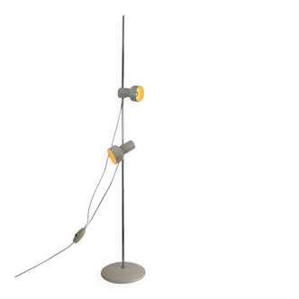 Vintage adjustable floor lamp, chrome and pressed moulded beige ABS, France 1970.