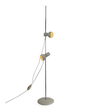 Lampadaire vintage orientable, chrome et abs moulé pressé beige France 1970