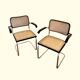 Pair of B64 armchairs with armrests Marcel Breuer