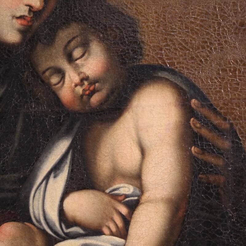 Antique Italian painting Madonna and Child from the 18th century