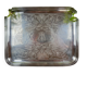 Silver-plated metal tray by Christofle – Floral decoration and monogram