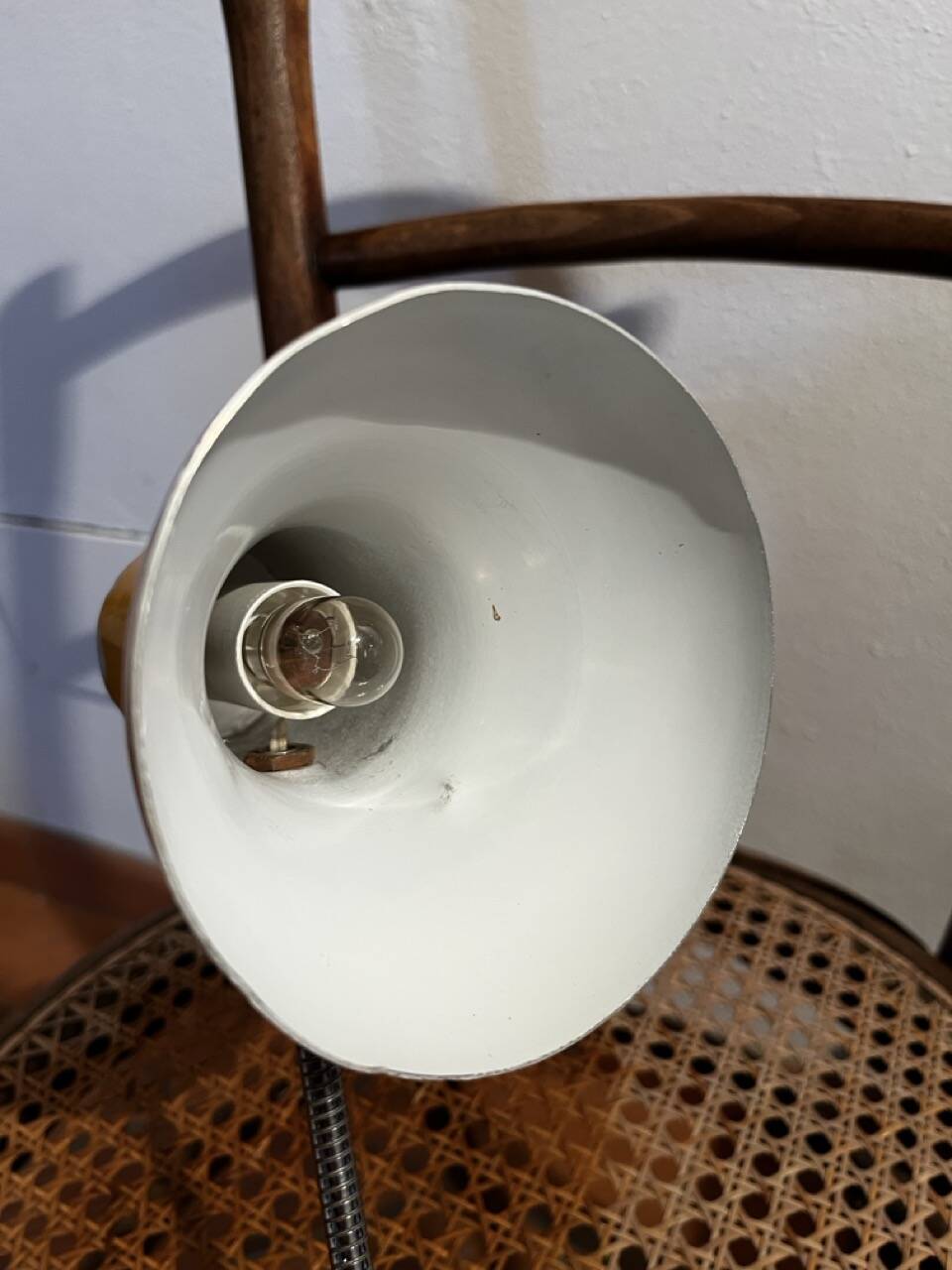 Bedside desk lamp, aluminium, vintage anni '50, italia