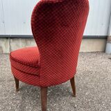 pair of red velvet toad armchairs