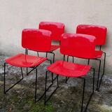 2 red and black stacking dining chairs Bononia