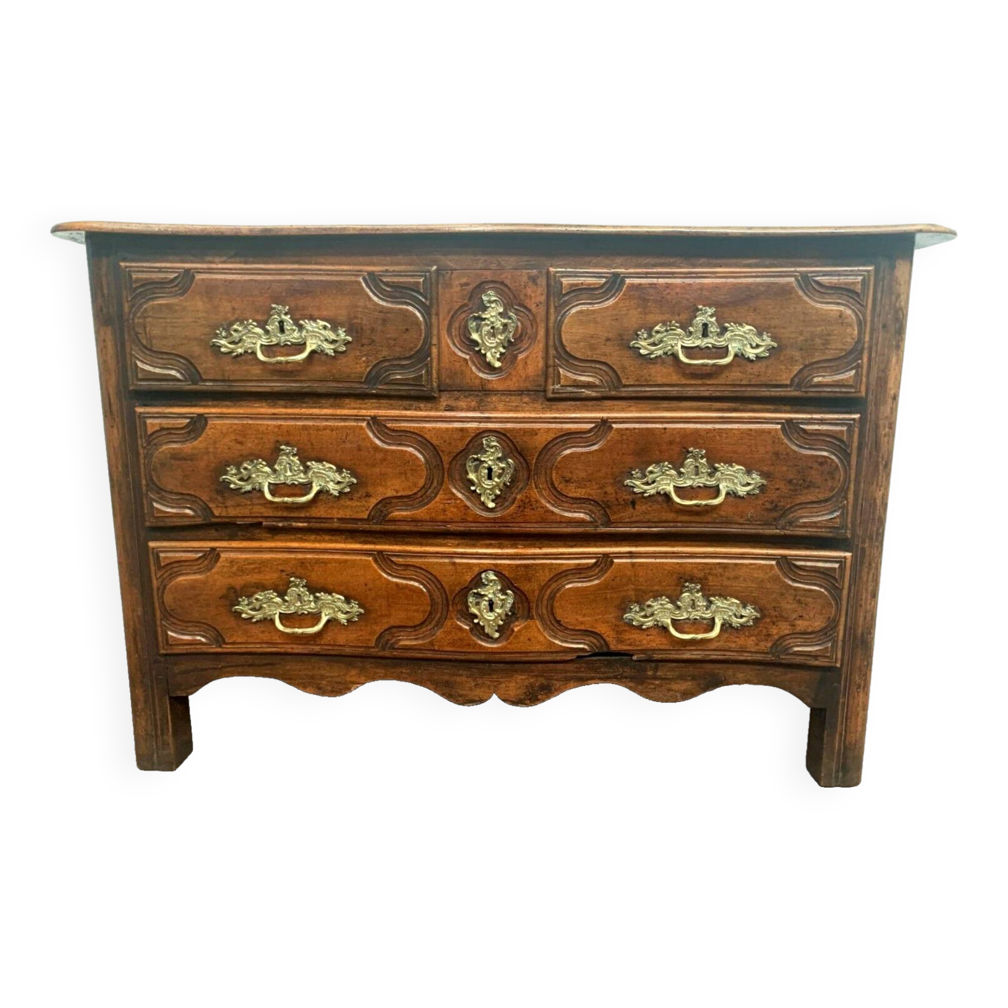 Commode Louis XIV en noyer massif XVIII siècle