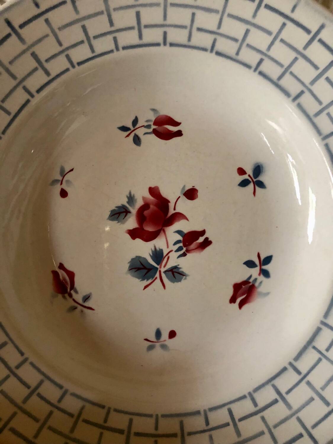 "Roseraie" soup plates from Digoin and Sarreguemines