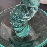 Pair of bubble glass "palm tree" candlesticks