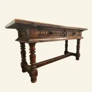 Large Castilian table with drawers and turned legs, early 20th century.
