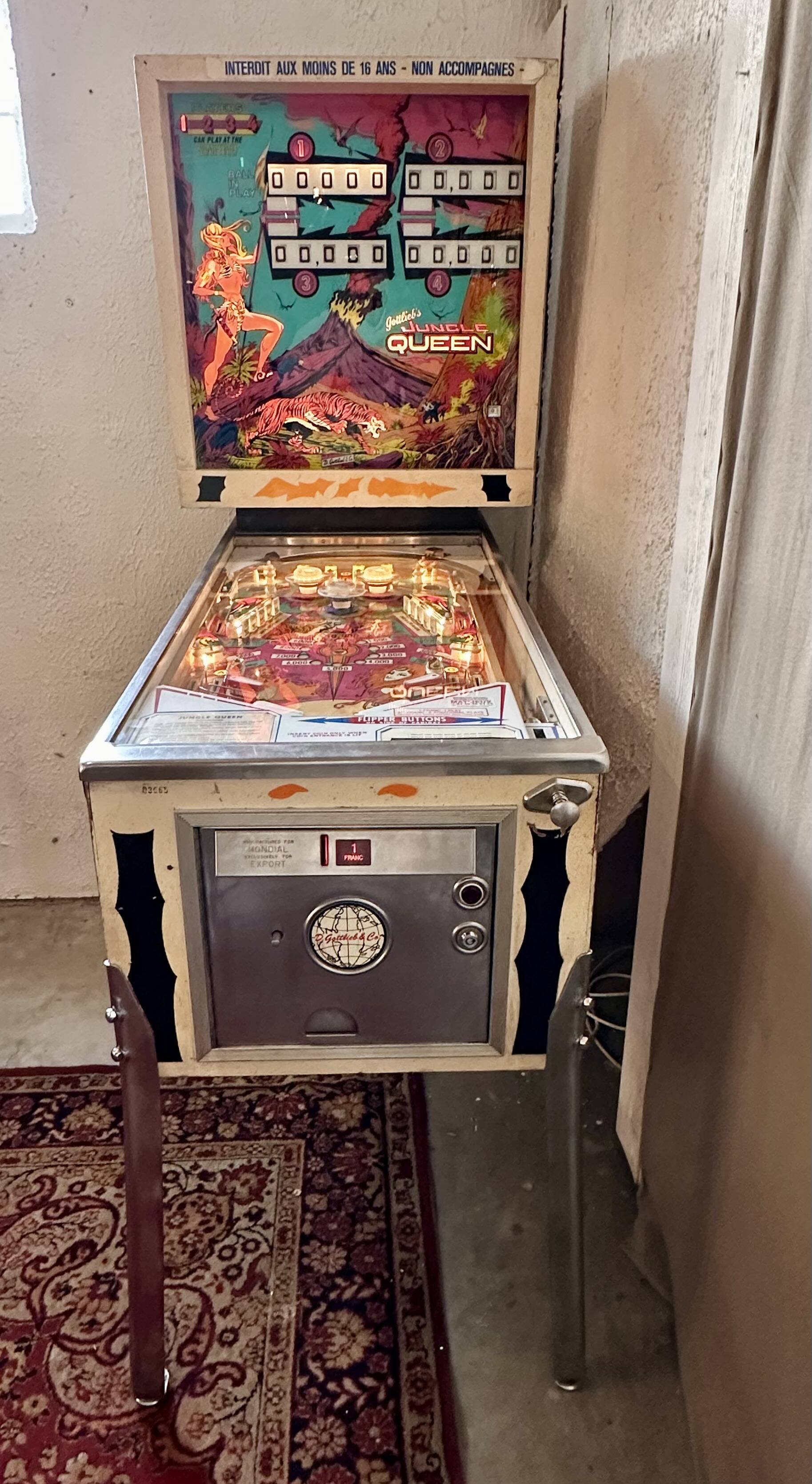 Pinball machine Jungle Queen Gottlieb USA 1977