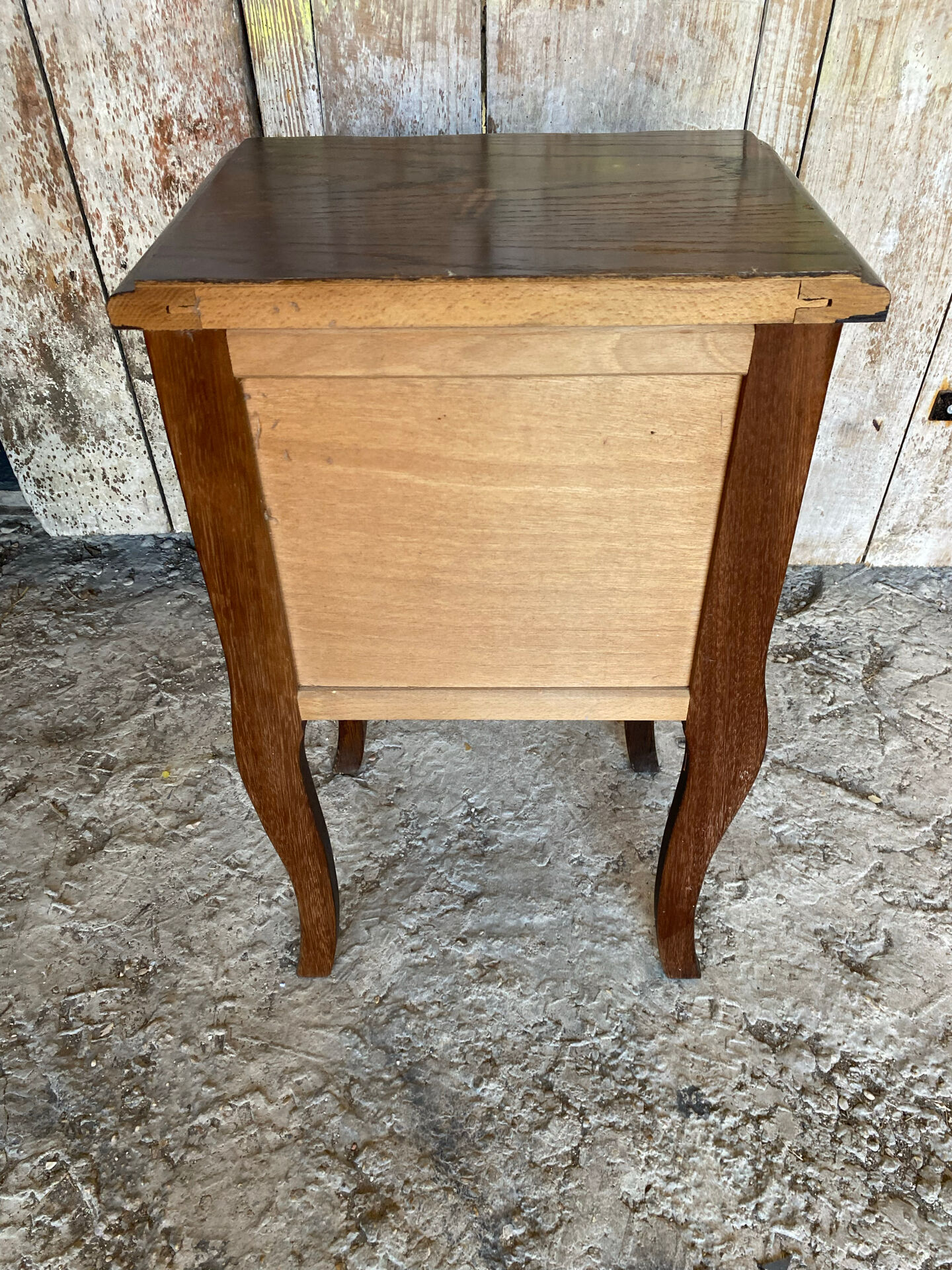 Antique Nightstand Louis XV Style Wood 2 Drawers Vintage #E294