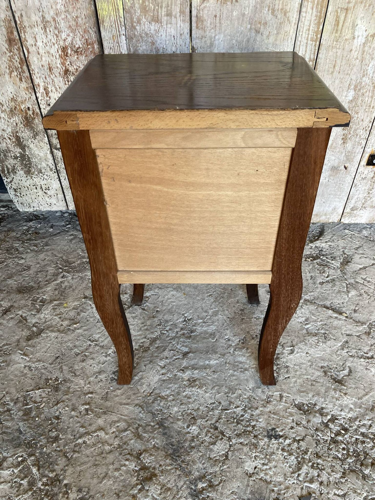 Antique Nightstand Louis XV Style Wood 2 Drawers Vintage #E294