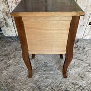 Antique Nightstand Louis XV Style Wood 2 Drawers Vintage #E294