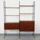 Vintage Italian double modular shelving unit in wood and metal