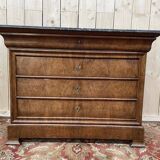 Commode époque Louis Philippe en acajou clair et marbre gris
