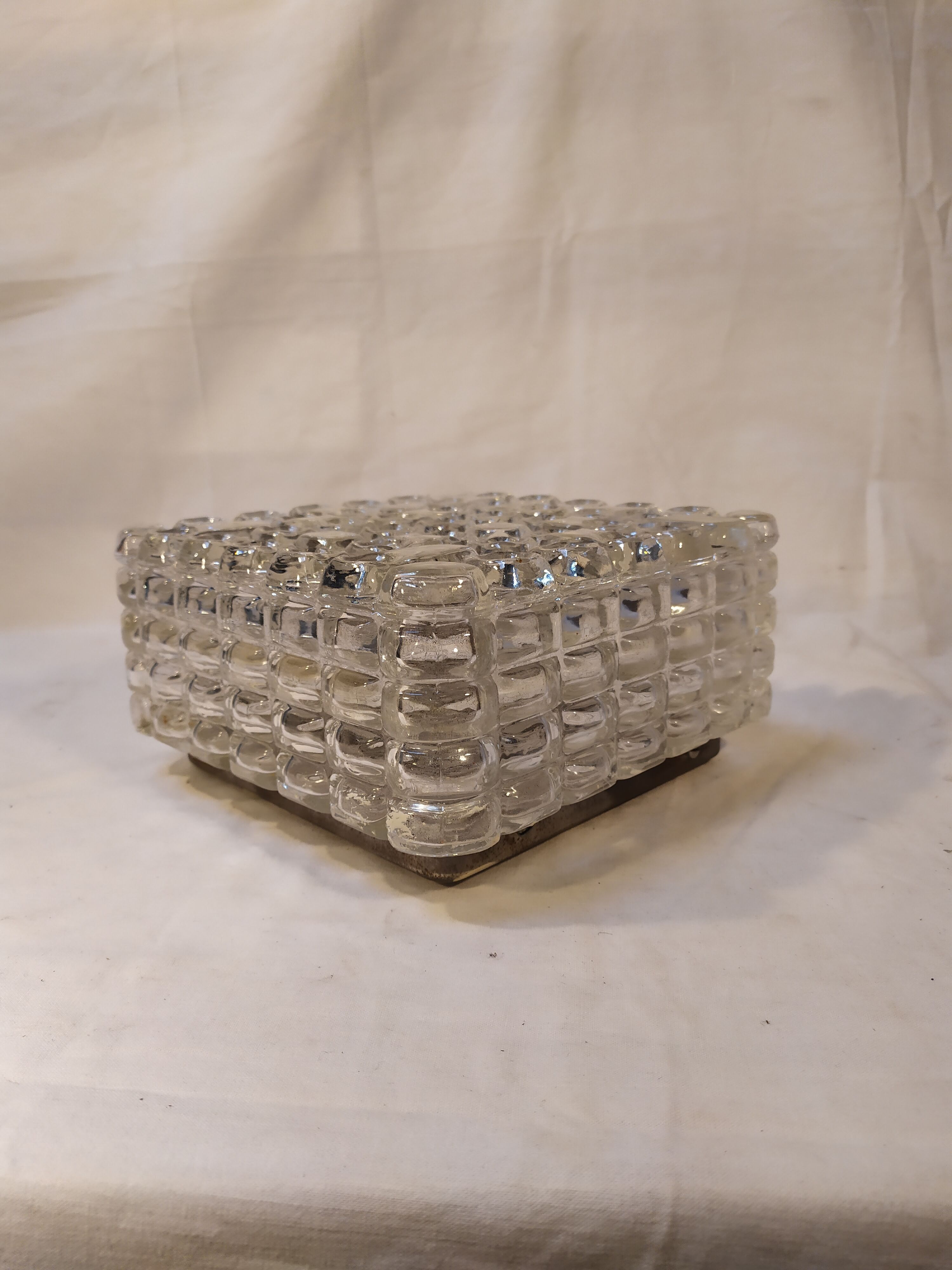 Vintage moulded glass ceiling light - 1970s