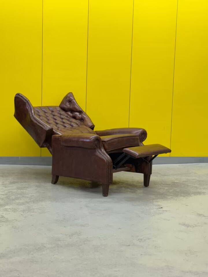 Brown leather Handmade Chesterfield Recliner Armchair