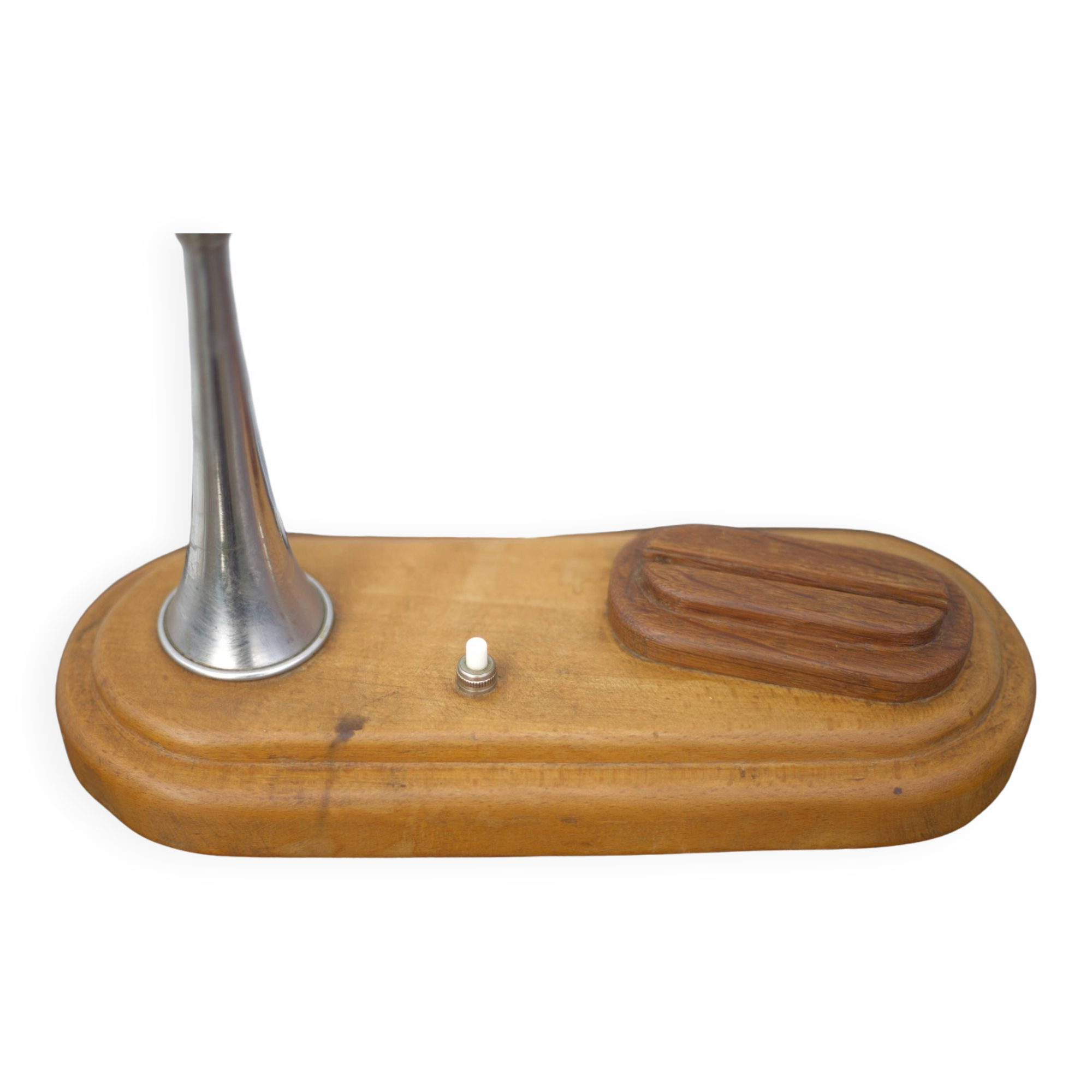 Art deco bedside lamp, table lamp, accent lamp, vintage lamp, wood and chrome lamp, 40'