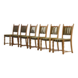 Vintage 1960s, brutalist Danish modern oak dining chairs by Henning Kjærnulf