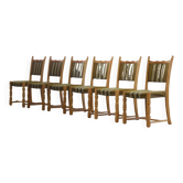 Vintage 1960s, brutalist Danish modern oak dining chairs by Henning Kjærnulf