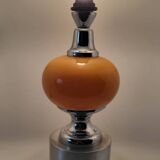 Diderot Delmas lamp in orange opaline with chrome base France 1970 Vintage
