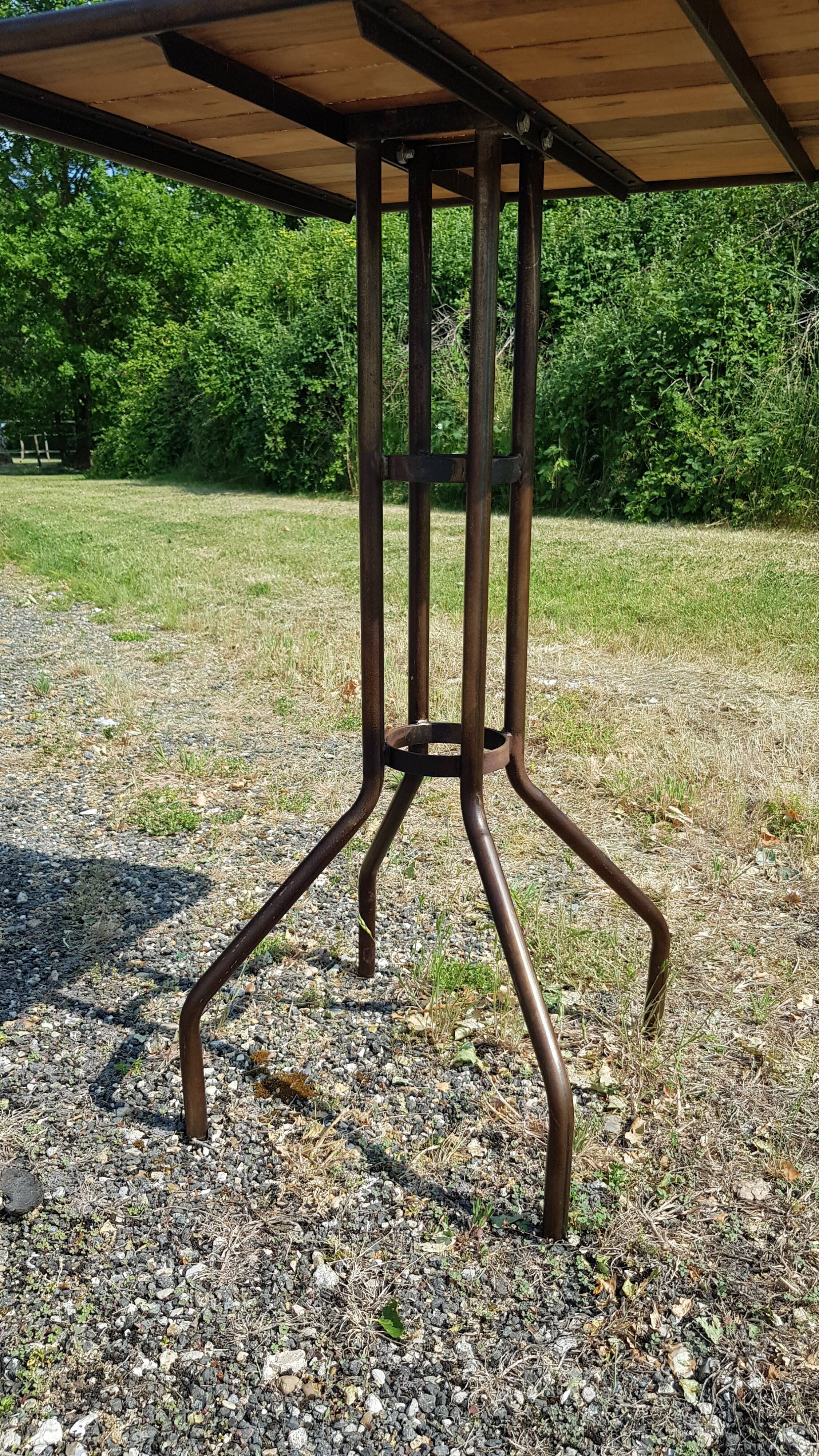 Teak and wrought iron high table