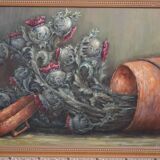 still life painting with thistles HSP signed and dated